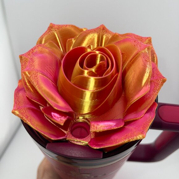 3D Rose Tumbler Topper that fit the new Barbie x Stanley 80s Dynamite lids - Picture 7 of 11